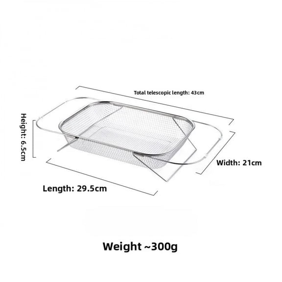New Colander Stainless Steel Sink, Drain Basket, Kitchen Sink, Retractable Vegetable Basin for Easy Cleaning
