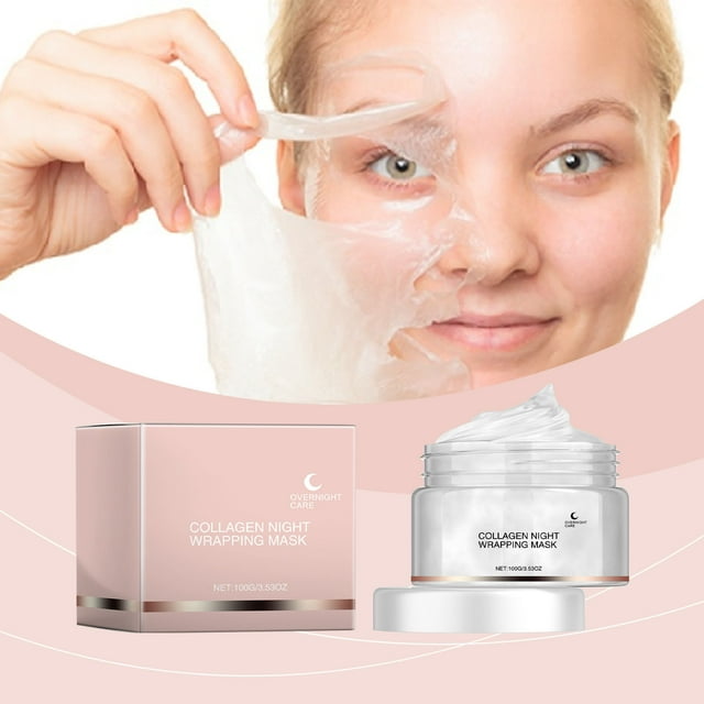 New Collagen Overnight Wrapping Peel Off Facial With Jelly Brush Collagen Night Wrapping Mask