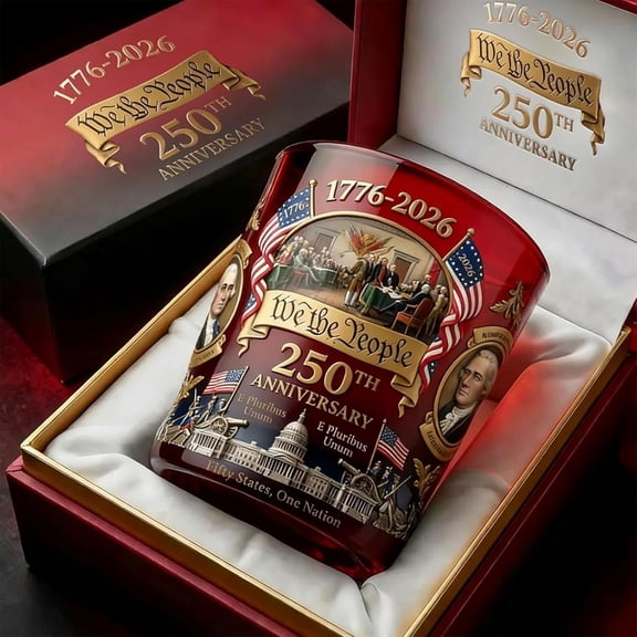 New Collection Items! America 250th Anniversary “We The People” Heritage Water Glass, Declaration of Independence Printed Glasses, 250 Anniversary Bottle for Day Patriotic Gift 2026