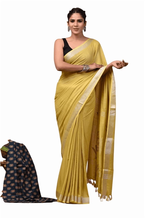 Cotton Linen Saree with Beautiful Embroidery  Perfect for All Occasions