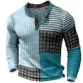thumbnail image 1 of New Color Block Patchwork 3D Printed Henley Shirts Men's Fashion Vintage Button-Down Long Sleeve T Shirt Man Tees Tops Clothing (A37LF3K20232614Q,M), 1 of 6