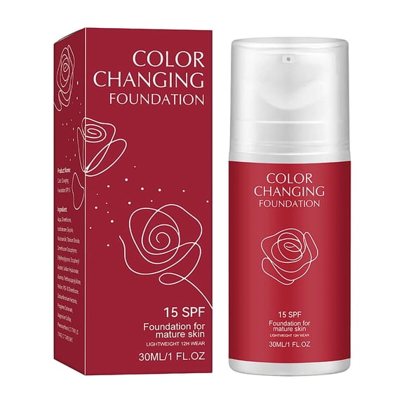 New Color Changing Foundation SPF15, Korean Foundation for Mature Skin, Skin Tone Adapting Liquid Face Makeup Concealer for All Skin Types, Smooth Imperfections & Fine Lines, adapt liquid makeup