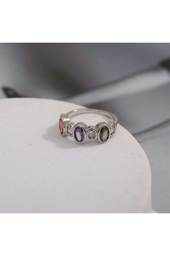 New Color Lady Ring Copper Inset Zircon Fresh Sweet Simple Compact Korean Fashion Party Luxury