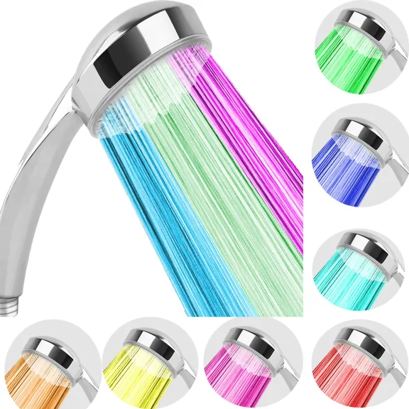 New Colorful Head Home Bathroom 7 Colors Changing Led Shower Water Glow Light
