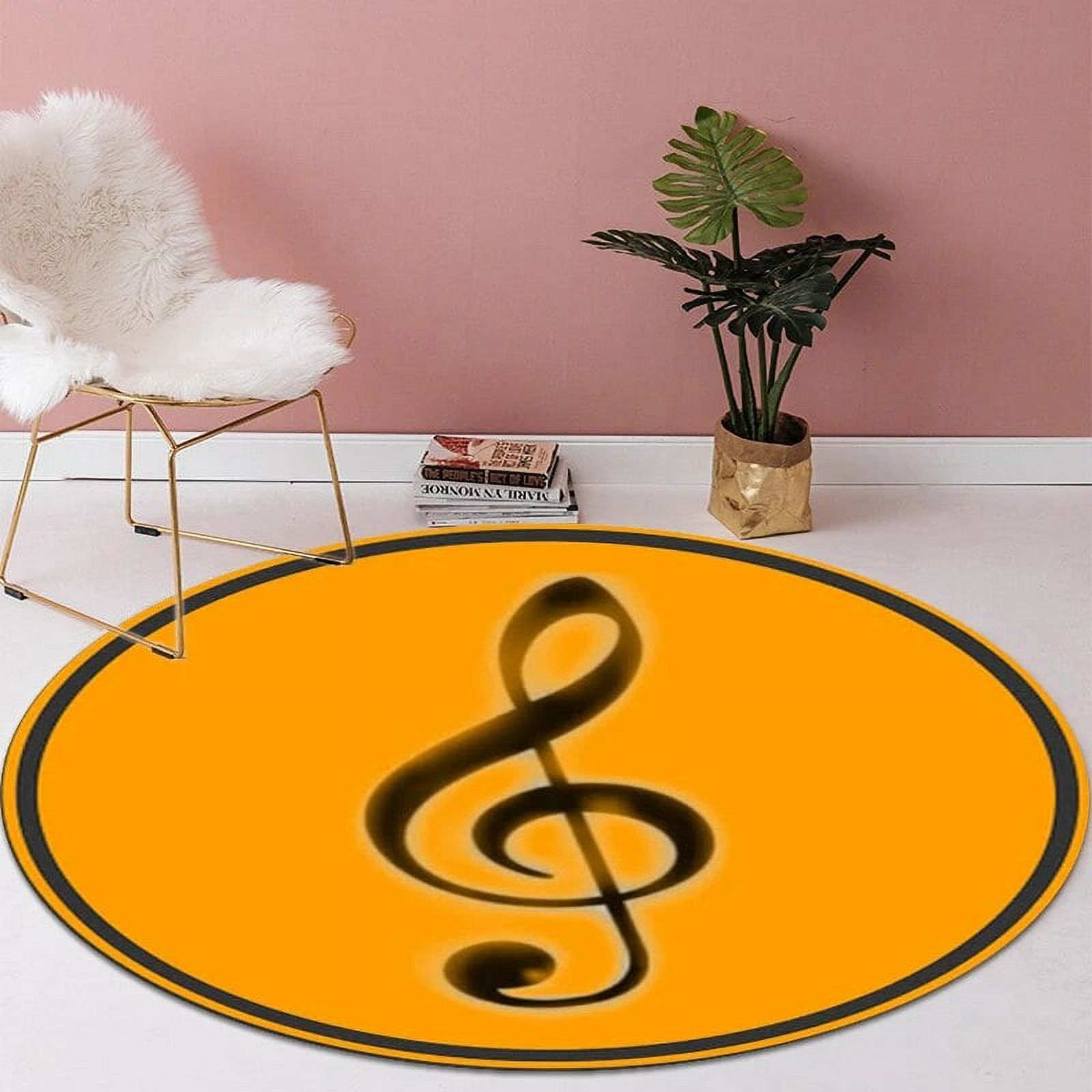 New Colorful Music Symbol Carpet Piano Keys Black White Round Rugs Non ...
