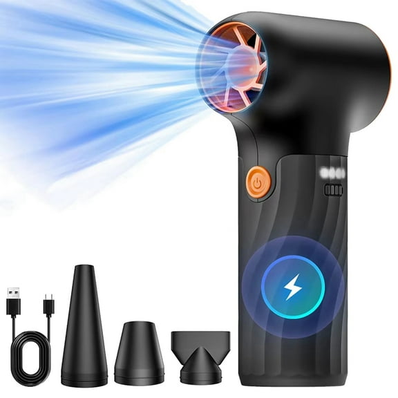 New Compressed Air Duster 130000RPM Mini Electric High Speed Duct Fan 3 Adjustable Jet Turbo Blower for Home Car Clean,1 x Turbo Fan 3 x Nozzle 1 x Data Cable,Black