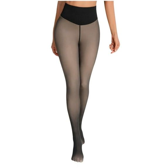 New Compression Band & One Seam Option, The Original Magic Fleece Lined Leggings Footwear,Women Shaping Snatch Waist Stay Warm Fleece Tights Tan_X Large