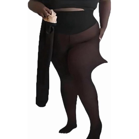 New Compression Band & One Seam Option, The Original Fleece Lined Leggings, Bare-Leg Look Fleece Lined Tights for Women