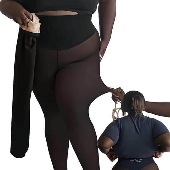 New Compression Band & One Seam Option, The Original Magic Fleece Lined Leggings,  Plus-Size High Waisted Warm Tights for Women