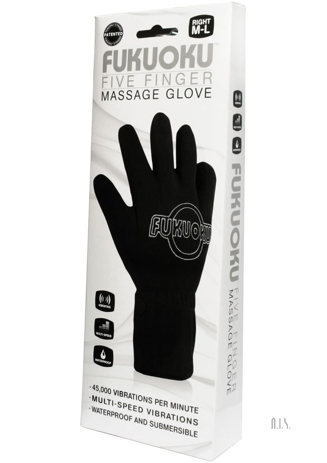 Fukuoku Black Right Hand Five Finger Vibrating Massage Glove - (fits Medium To Large Hand)