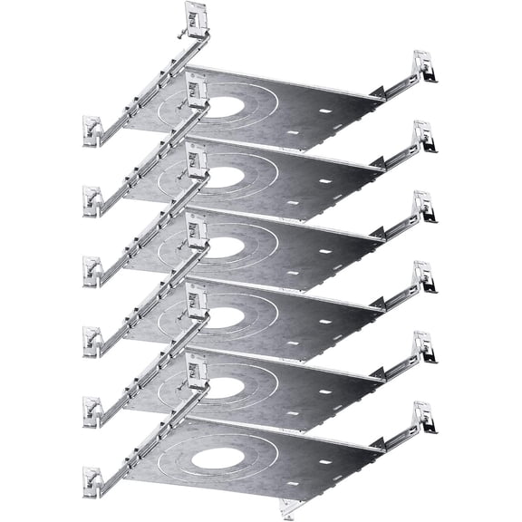 New Construction Mounting Plate, 3-4-6 Inch LED Recessed Lighting Kits, Extendable Hanger Bars, ETL Listed - Shallow Recessed Light Housing (6 Pack)