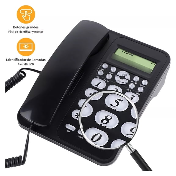 New Corded Phone, Dual Interface Wired Telephone with Display & Big Button, Corded Landline Telephone Desk Phone, House Phone for Home Office Seniors Elderly, Black