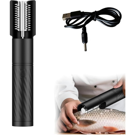 New Cordless Electric Fish Scaler,Built-In Rechargeable Battery,Two-Way Rotated,Electric Fish Scaler Remover,Fish Scale Removerwith Stainless Steel Roller Blade,Professional Fish Scale Remover Tools