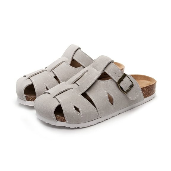 New Cork Clogs Fisherman Sandals for Women – Suede Slip On Closed Toe Womens Clogs with Memory Foam Cork Footbed and Arch Support Men Slippers