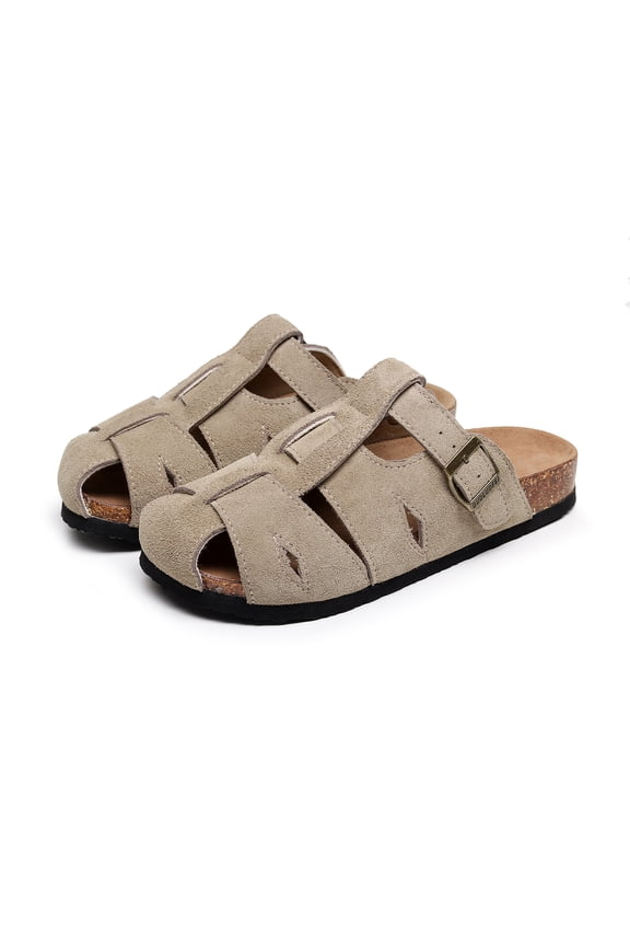 New Cork Clogs Fisherman Sandals for Women – Suede Slip On Closed Toe Womens Clogs with Memory Foam Cork Footbed and Arch Support Men Slippers