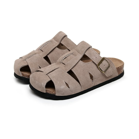 New Cork Clogs Fisherman Sandals for Women – Suede Slip On Closed Toe Womens Clogs with Memory Foam Cork Footbed and Arch Support Men Slippers