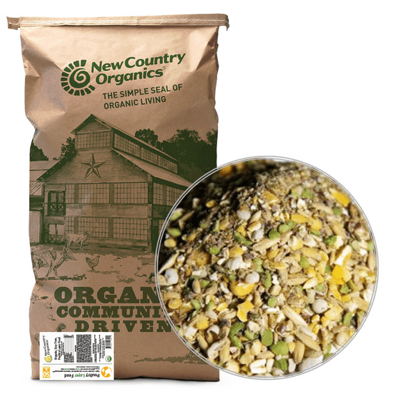 New Country Organics | Chicken Feed 50lb | Classic Grind Layer Chicken Feed for Laying Hens | Ground Grain | Soy-Free | 17% Protein | Certified Organic & Non-GMO Chicken Food | 50lbs Bag