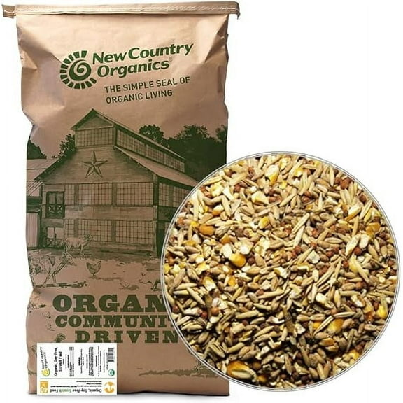 New Country Organics | Chicken Feed | Scratch Feed for Adult Poultry | Soy-Free | 9% Protein | Certified Organic and Non-GMO | 40 lbs