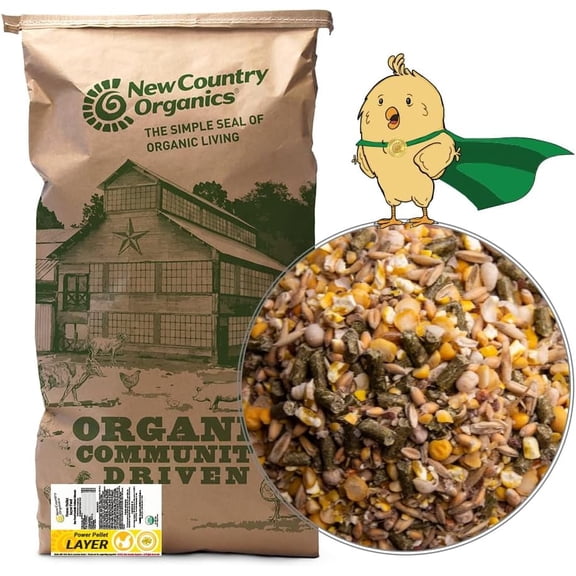 New Country Organics I Power Pellet Layer Feed 40 lbs I Layer Feed for Laying Hens I Soy-Free I 17% Protein I Certified Organic and Non-GMO I 40 lbs
