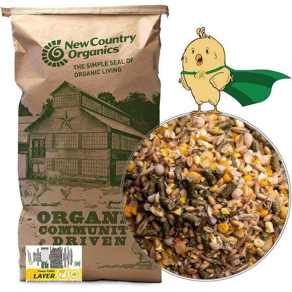 New Country Organics I Power Pellet Layer Feed 40 lbs I Layer Feed for Laying Hens I Soy-Free I 17% Protein I Certified Organic and Non-GMO I 40 lbs