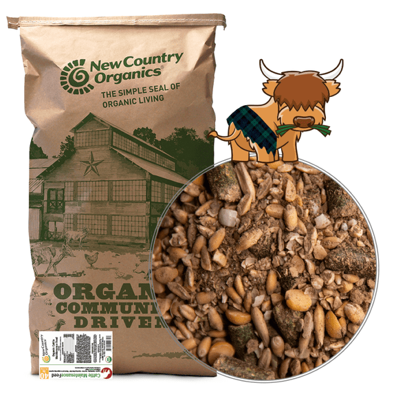 New Country Organics | Maintenance Feed for Cattle | Soy-Free & Corn-Free | 14% Protein | Certified Organic and Non-GMO | 40 lbs