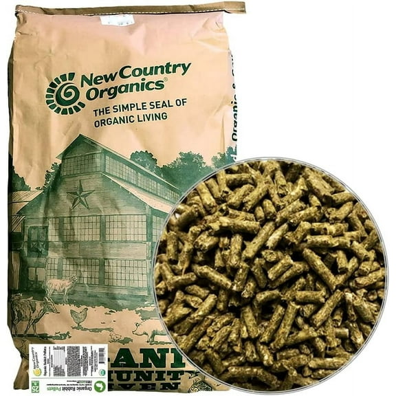 New Country Organics Rabbit Food Pellets - Essential Bunny Supplies - Corn-Free and Soy-Free - 15% Protein Rabbit Feed - Certified Organic and Non-GMO - 25 lbs