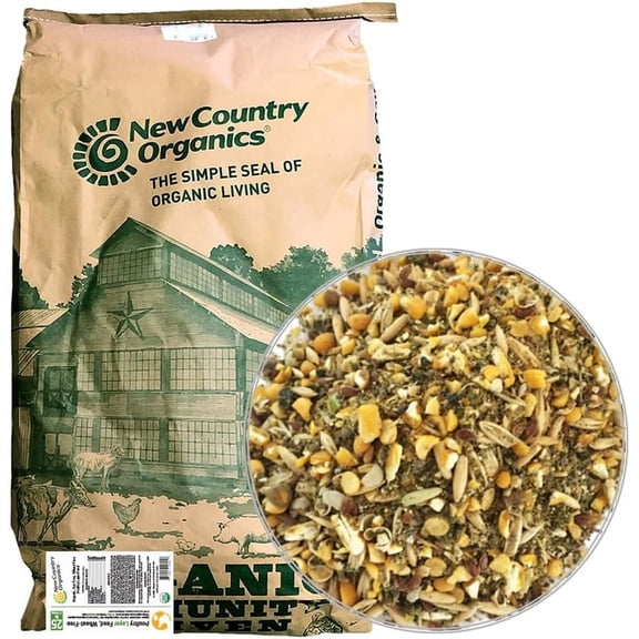 New Country Organics | Wheat-Free Chicken Feed 25lbs | Layer Feed for Laying Hens | Gluten-Free and Soy-Free | 17% Protein | Certified Organic and Non-GMO Chicken Food | 25 lbs Bag