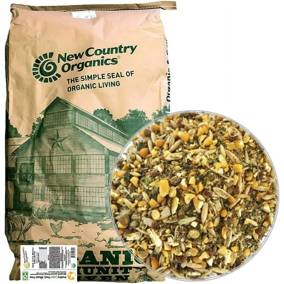 New Country Organics | Wheat-Free Chicken Feed 25lbs | Layer Feed for Laying Hens | Gluten-Free and Soy-Free | 17% Protein | Certified Organic and Non-GMO Chicken Food | 25 lbs Bag