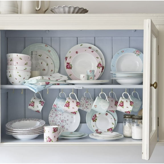 New Country Roses Pink Salad Plate, 8" Bone China with Gold Banding