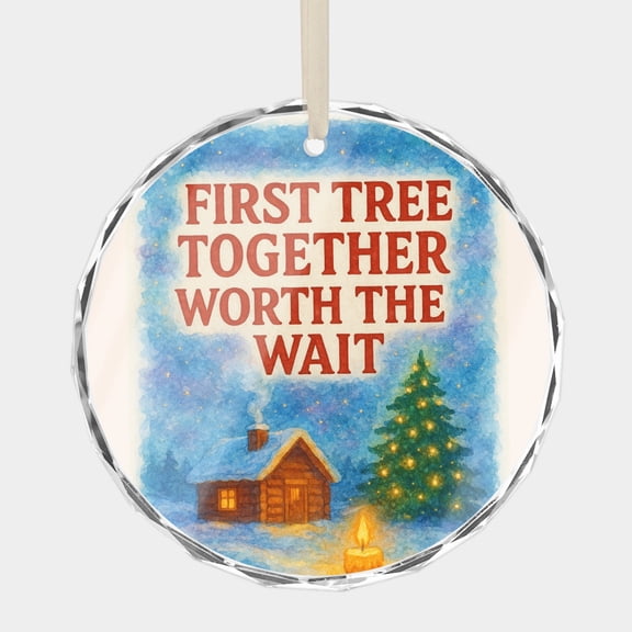 New Couple Newlyweds 1st First Christmas Family Just Married 3" Crystal Glass Christmas Ornament Message Greeting, Wish, Thank You, or Congratulations Keepsake Gift