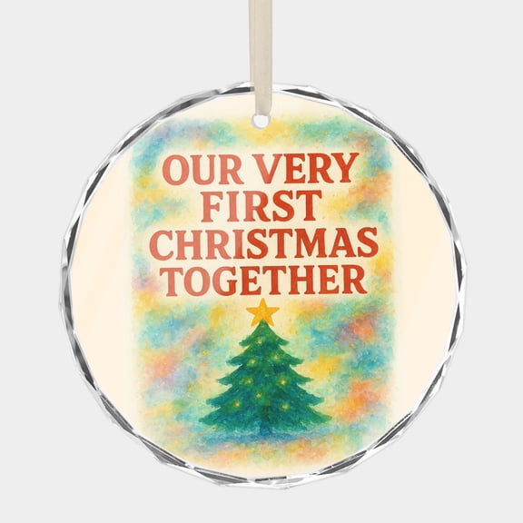 New Couple Newlyweds Very 1st First Christmas Just Married 3" Crystal Glass Christmas Ornament Message Greeting, Wish, Thank You, or Congratulations Keepsake Gift
