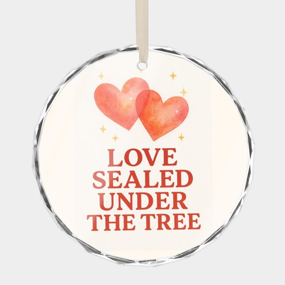 New Couple Newlyweds 1st First Christmas Love Just Married 2025 3" Crystal Glass Christmas Ornament Message Greeting, Wish, Thank You, or Congratulations Keepsake Gift