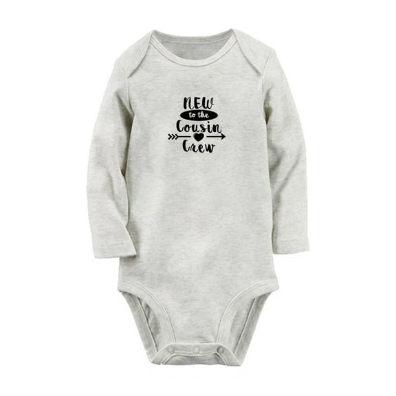 New to the Cousin Crew Funny Rompers, Newborn Baby Unisex Bodysuits, Infant Jumpsuits, Toddler 0-12 Months Kids Long Sleeves Oufits (Gray, 0-6 Months)