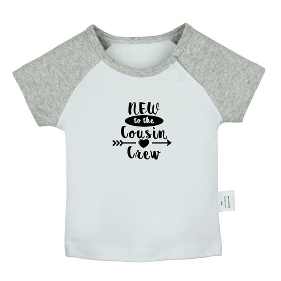 New to the Cousin Crew Funny T shirt For Baby, Newborn Babies T-shirts, Infant Tops, 0-24M Kids Graphic Tees Clothing (Short Gray Raglan T-shirt, 12-18 Months)