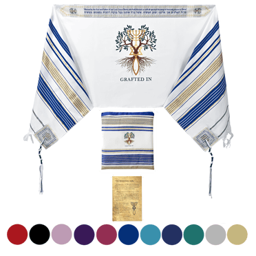 XTRA Large White/Gold Yeshua Messianic Tallit Prayer Shawl With Zipper Bag