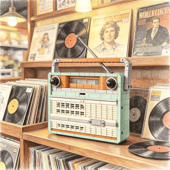 New Creative DIY Retro Radio Model Building Blocks - Educational Assembly Toys for Music-themed Home Decor & Gift