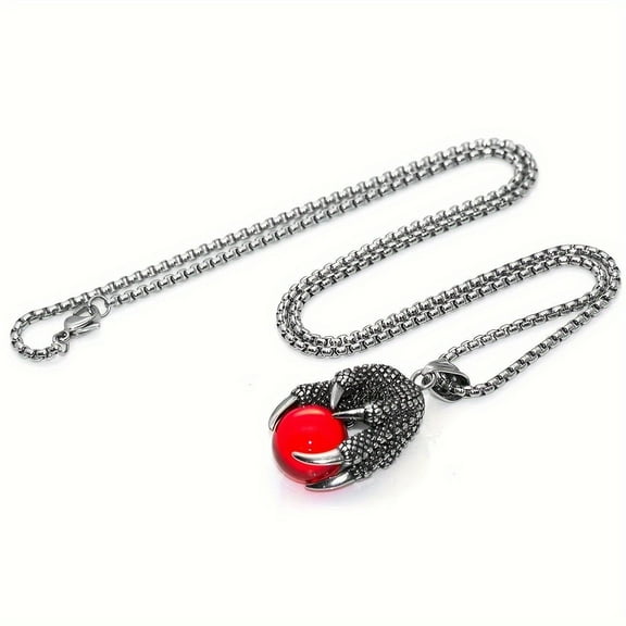 New Creative Design Dragon Claw Crystal Ball Pendant Necklace For Men Charming Fashion Jewelry Motorcycle Rider Accessories Party Gift
