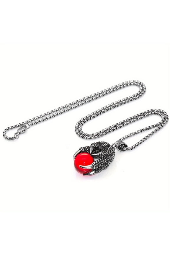 New Creative Design Dragon Claw Crystal Ball Pendant Necklace For Men Charming Fashion Jewelry Motorcycle Rider Accessories Party Gift