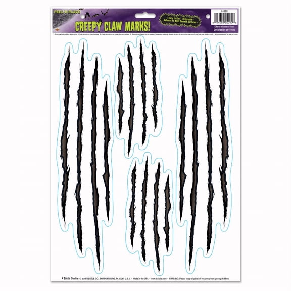 New Creepy Claw Marks Peel 'N Place Party Wall Clings Decoration 12-17"