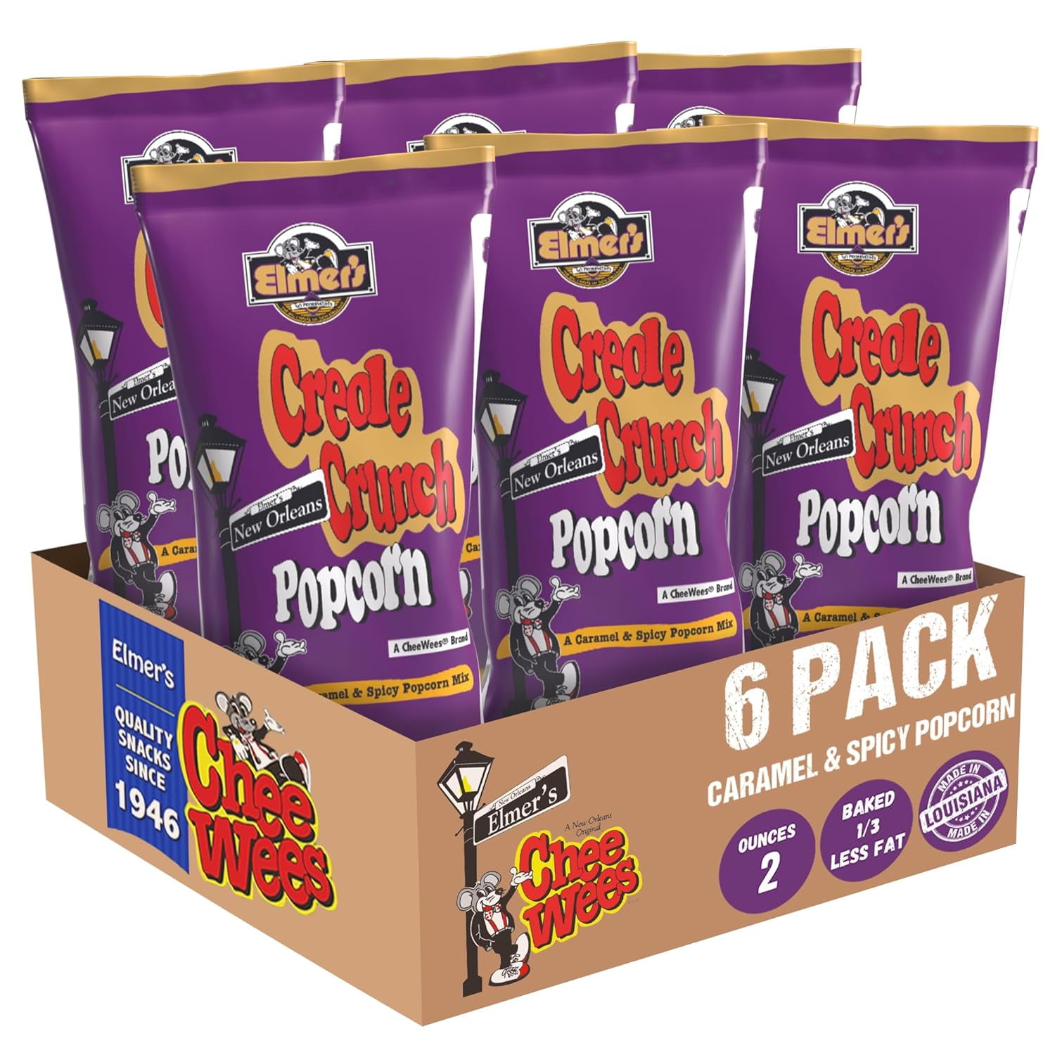 New  Creole Popcorn Mix, Authentic NOLA Caramel & Spicy Flavor, Irresistible y Snack Delight (6)