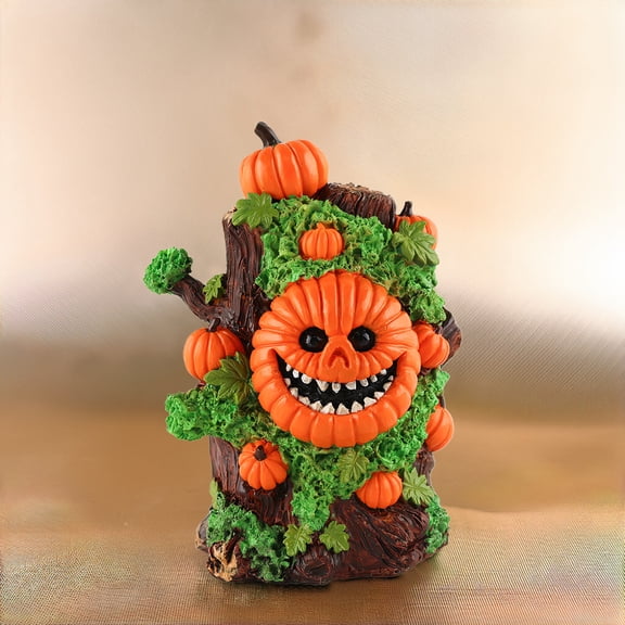 New Cross-border Product - Halloween Pumpkin Head Tree Spirit Ornament. Creative Tabletop Resin Figurine. Trendy Atmosphere Decor. Gift for Halloween.
