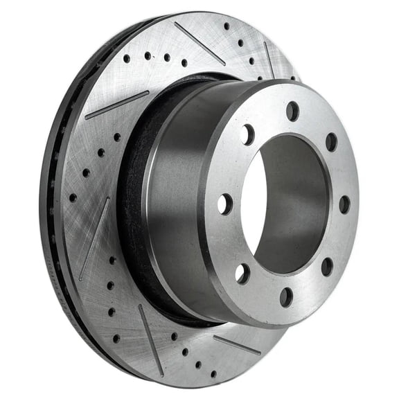 New Cross-drilled Brake Disc Compatible With Dodge Ram 3500 Lone Star 6 Cyl 6.7L 2500 Laramie Limited 8 Cyl 6.4L 3500 Laramie Limited 8 Cyl 5.7L 2009-2019 By JSTPD27110049DRS