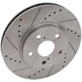 thumbnail image 1 of New Cross-drilled Brake Disc Compatible With Lexus Toyota IS250 F Sport 6 Cyl 2.5L ES300 Base 6 Cyl 3.0L Camry SE 3.3L 2002-2015 By 19380 31314 31451 44627 145471 0832940, 1 of 4