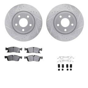 New Cross-drilled Brake Disc and Pad Kit Compatible With Dodge Jeep Grand Cherokee WK Laredo 6 Cyl 3.6L Grand Cherokee WK Laredo E 6 Cyl 3.6L 2011-2022 By R1WGTH142002