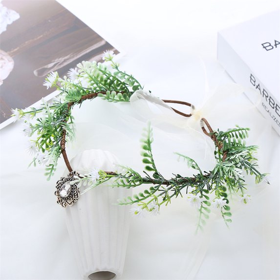 New Crown Leaves Waterdrop Tiara Wedding bride Ladies Artificial flower Rhinestone Party Princess Elf Tiara hair band jewelry (4)