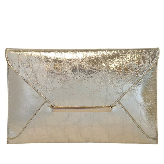 New Crushed Metallic Envelope Clutch