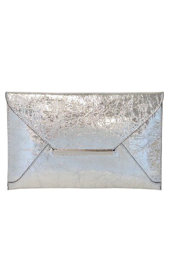 New Crushed Metallic Envelope Clutch