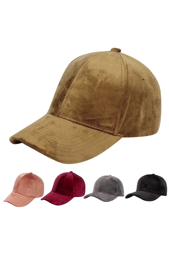 New Crushed Velvet Baseball Cap Unstructured Plain Dad Hat For Men Women