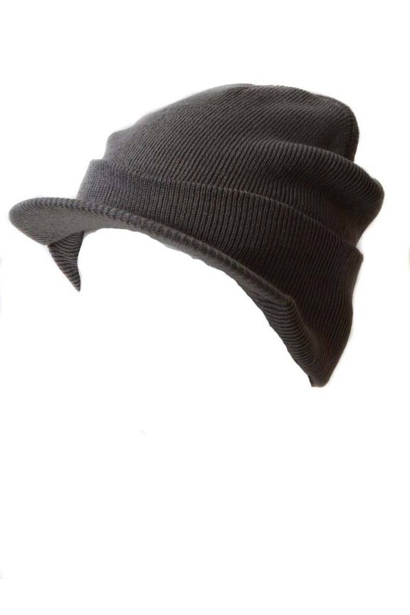 New Cuff Beanie Visor  Cap, Charcoal