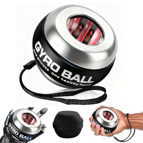 New Curaball Hand Exerciser, Gyro Ball Wrist Exerciser, Metal Hand & Forearm Strengthener With Led Lights, Gyroscopic Ball, TorqueBall, PowerBall for Stronger Arms, Wrists and Fingers (with Ball